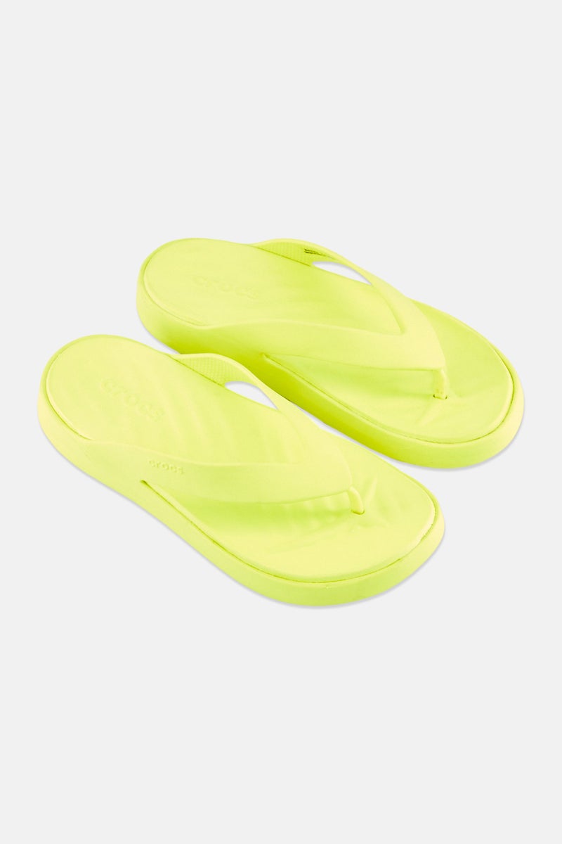 crocs Women Brand Logo Slip On Slippers, Neon Green - Image 3