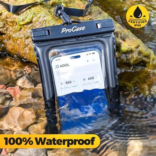 ProCase 2 Pack Floating Waterproof Phone Pouch Up to 7", IPX8 Floatable Underwater Phone Case Dry Bag for iPhone 17/Air 16 15 14 13 12 11 Pro Max Xs Max XR X 8 7 Plus SE/Galaxy S24 S23 S22 - Black - Image 3