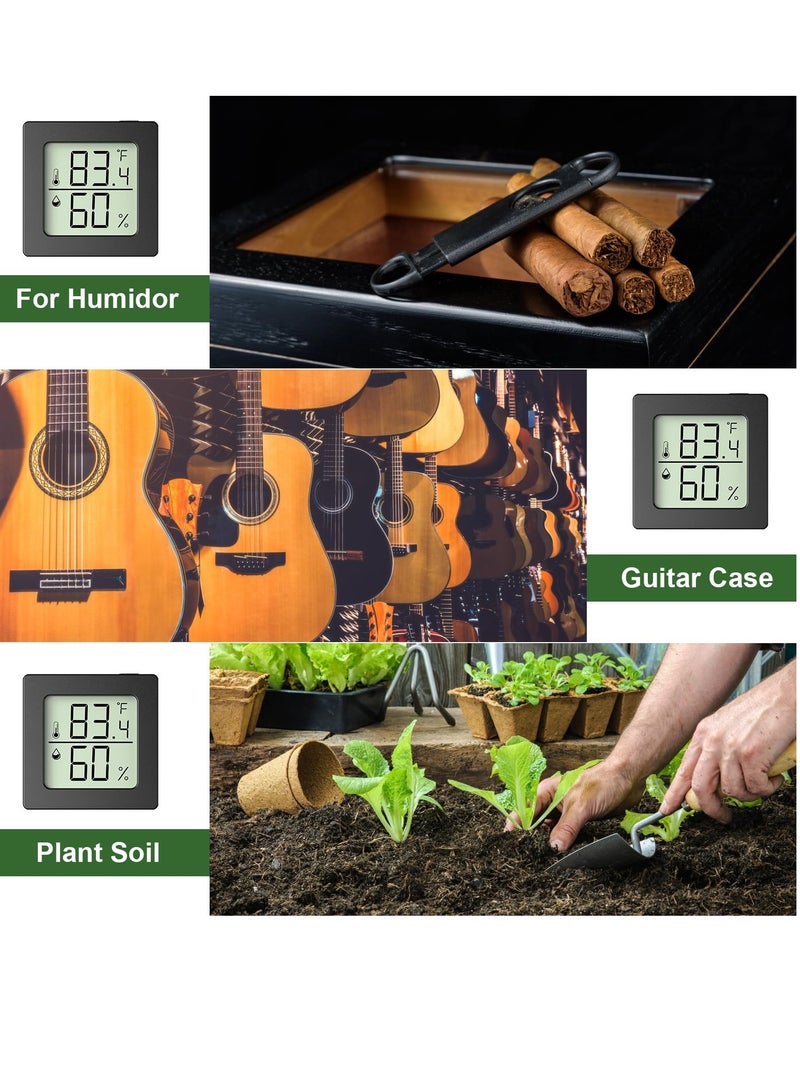 Excefore م hygrometer الرقمية، مقياس الحرارة،  2 قطع مقياس حرارة الغرفة، مقياس حرارة الرطوبة الداخلية، م hygrometer مقياس حرارة ميني، مع م Monitor درجة الحرارة والرطوبة، للاحتباس الحراري القبو (أسود) - Image 4