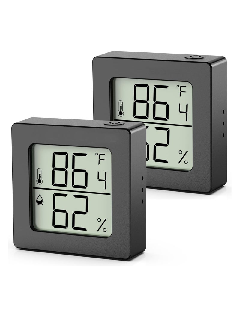 Excefore م hygrometer الرقمية، مقياس الحرارة،  2 قطع مقياس حرارة الغرفة، مقياس حرارة الرطوبة الداخلية، م hygrometer مقياس حرارة ميني، مع م Monitor درجة الحرارة والرطوبة، للاحتباس الحراري القبو (أسود) - Image 1