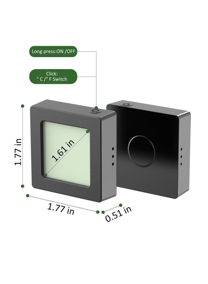 Excefore م hygrometer الرقمية، مقياس الحرارة،  2 قطع مقياس حرارة الغرفة، مقياس حرارة الرطوبة الداخلية، م hygrometer مقياس حرارة ميني، مع م Monitor درجة الحرارة والرطوبة، للاحتباس الحراري القبو (أسود) - Image 2