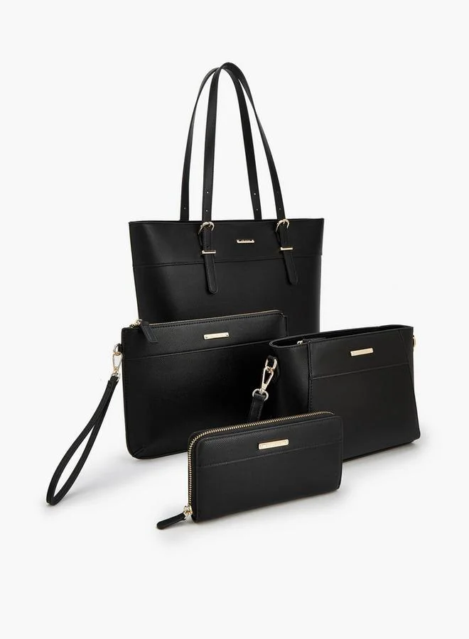 Celeste BLACK 4-Piece Tote Bag Set With Solid Design for Women | Best Price UAE