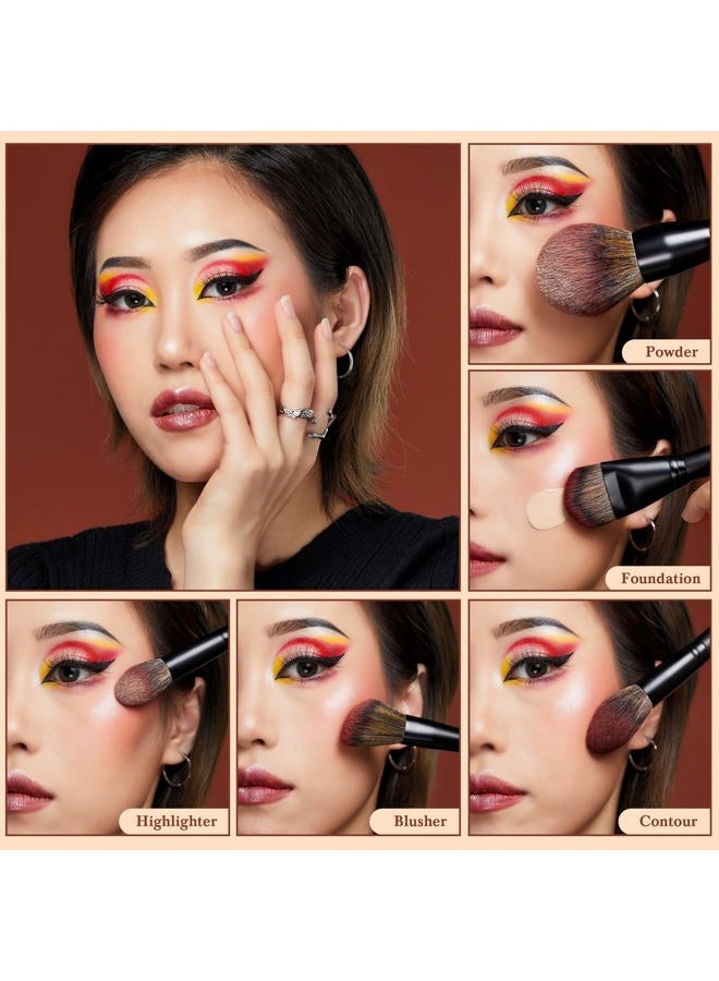 Jessup فرش مكياج للوجه كبيرة 5 قطع، فرشاة أساس بودرة كونتور بلشر هايلايتر صناعية فاخرة، أسود شبح T273 - Image 3