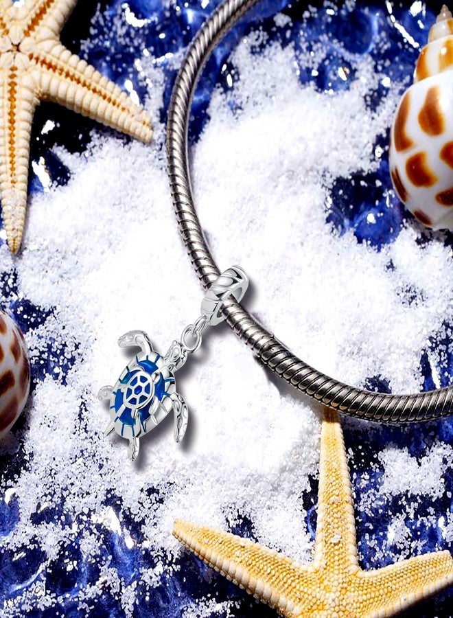 QeenseKc Bule Sea Turtle Dangle Charm Tortoise Mom Love Bead for Pandora Bracelet - Image 2
