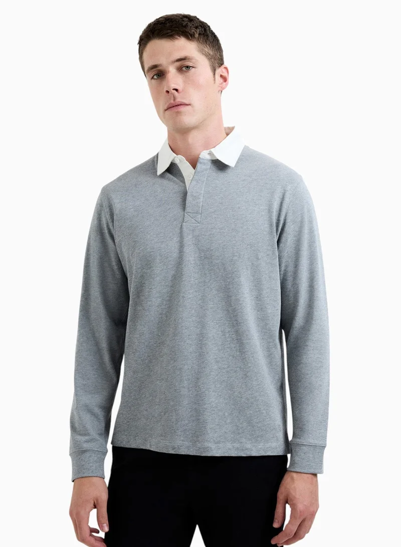 French Connection Plain Rugby Polo Long Sleeve
