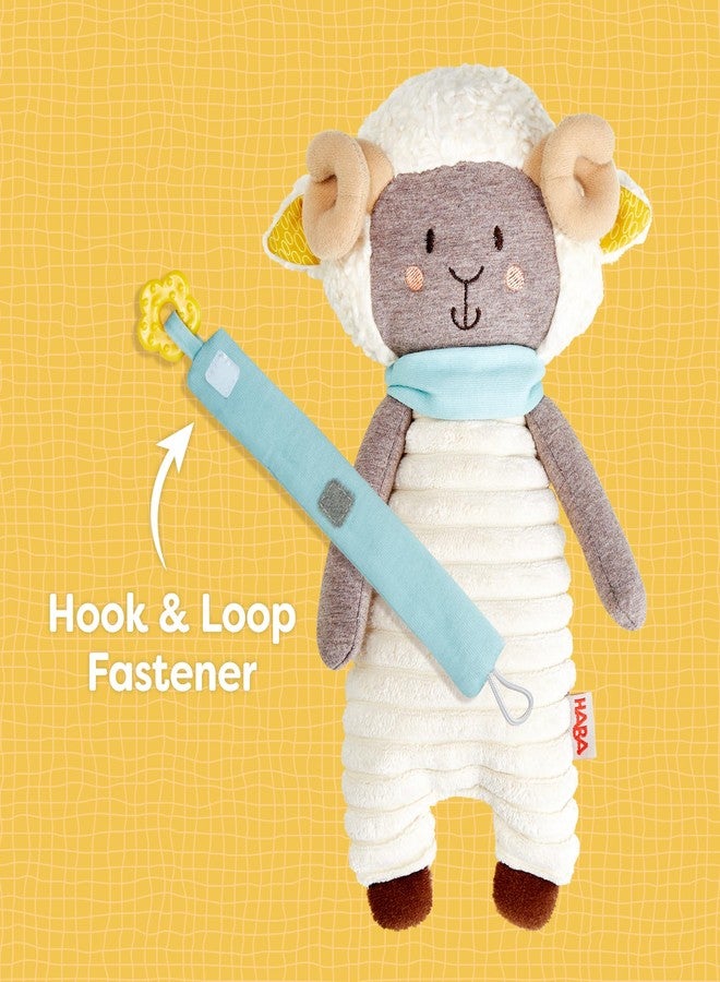 HABA Woolbert The Ram Lovey Set - Stuffed Animals for Babies, Pacifier Clips, Sensory Toys & Baby Teething Toys Ideal for Ages 0 Months+ - Image 5