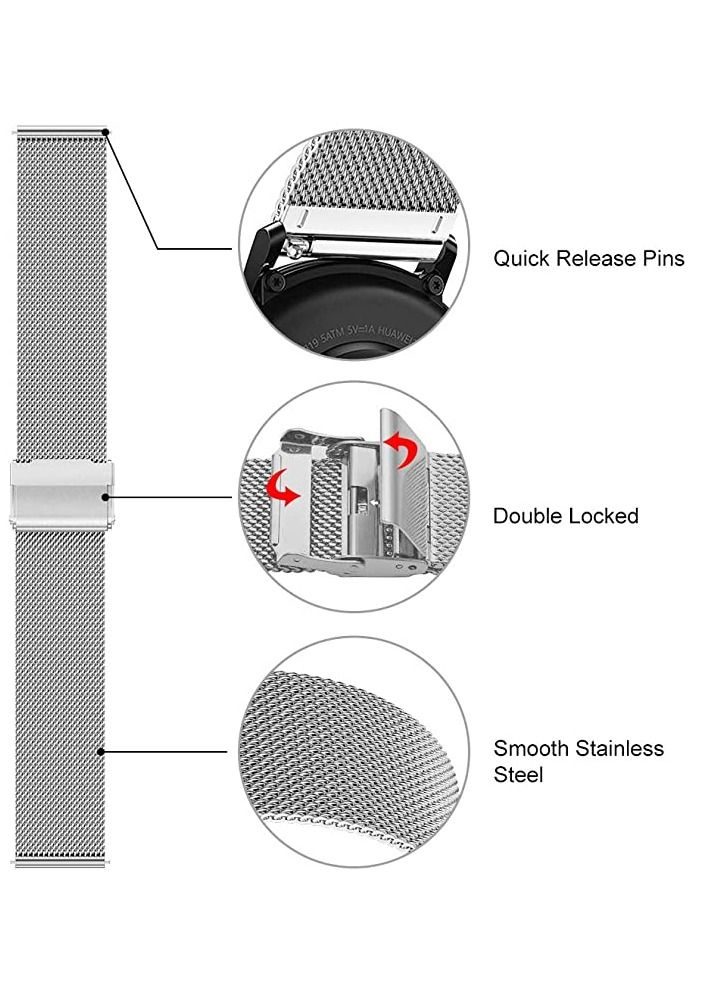 22mm Stainless Steel Band Quick Release Pins For Amazfit GTR4-GTR3-GTR2  Silver - Image 4