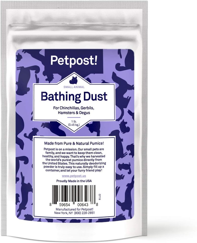 Petpost | Chinchilla Bath Dust for Small Animals - Natural, Pure Cleansing Pumice Sand for Cleaning Degus, Hamsters, & Gerbil 2.5 lb. - Image 1