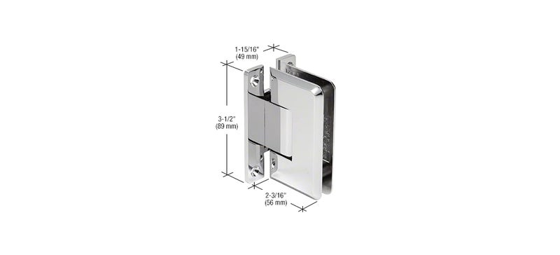 CRL C.R. LAURENCE P1N037CH CRL Polished Chrome Pinnacle 037 Series Wall Mount Full Back Plate Standard Hinge - Image 2