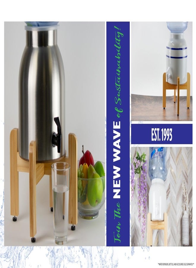 نيو ويف إنفايرو موزع مياه نيو ويف إنفيرو من الخشب الطبيعي، حامل طاولة، تشطيب خشبي طبيعي، سهل التركيب مع أدوات التثبيت المرفقة، ارتفاع 7 بوصات - Image 5