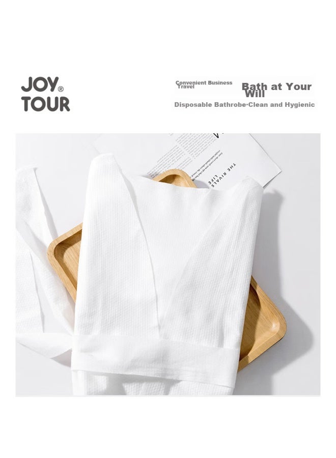 JOY TOUR Joytour Disposable Bathrobe, Portable Travel Hotel Washless Shower Towel, Bath Towel, Bathrobe, Pajamas, Sleepwear, White - Image 3