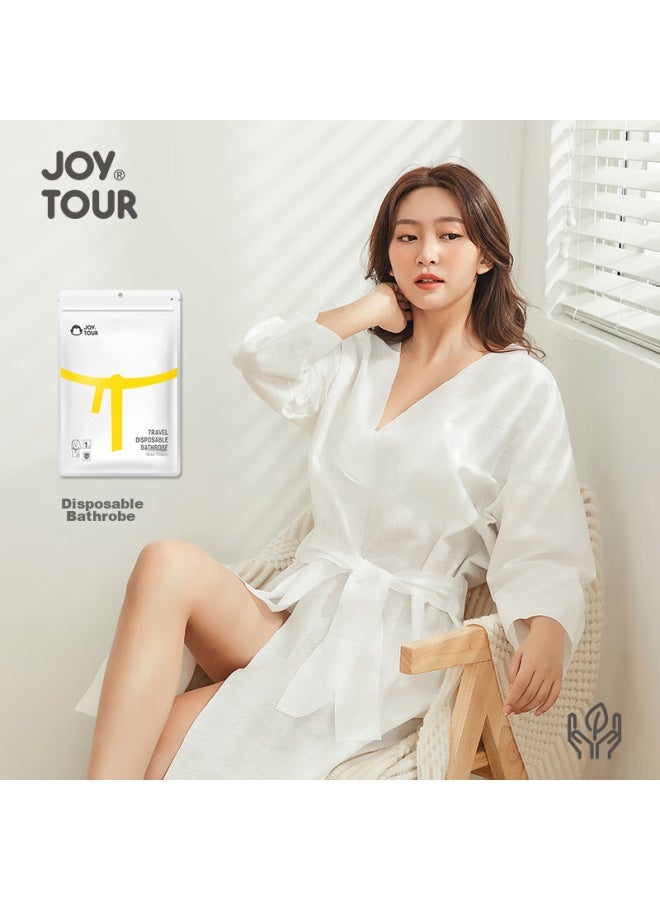 JOY TOUR Joytour Disposable Bathrobe, Portable Travel Hotel Washless Shower Towel, Bath Towel, Bathrobe, Pajamas, Sleepwear, White - Image 2