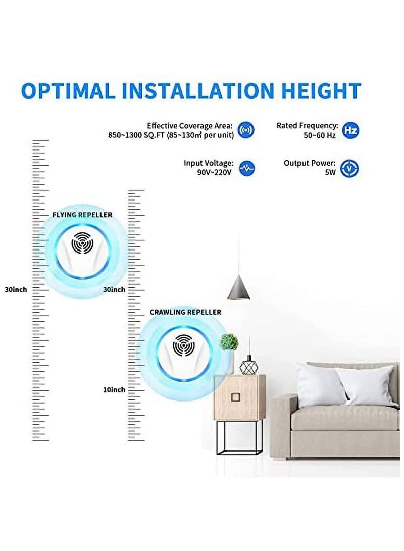 SYOSI 6 عبوات موزع طارد للحشرات بالموجات فوق الصوتية، طارد حشرات إلكتروني قابس للتحكم في الحشرات داخل المنزل للآفات، والصراصير، والفئران، والعناكب، والنمل، والحشرات، والبعوض للطرد في المنزل، والمرآب، والمستودع، والمكتب - Image 2