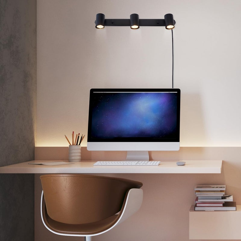 Globe Electric 59467 3-Light Plug-in Track Lighting, Matte Black, Bulb Not Included - Image 4
