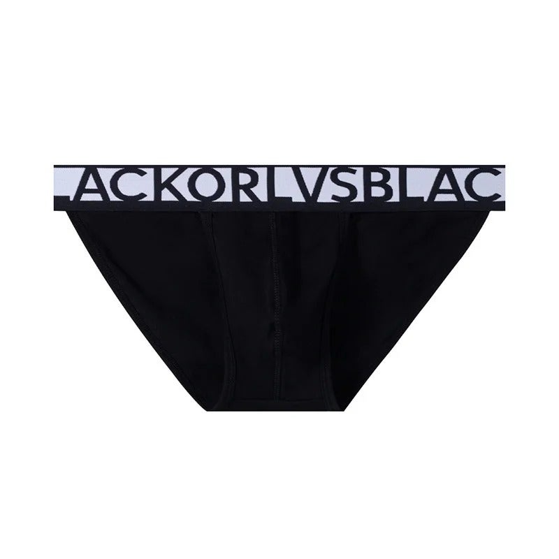 ORLVS Men's Sports Briefs, Low-Waist Cotton U-Shaped Design, Black & White