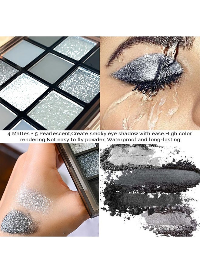KAPEINE Black Eye Shadow-15 Colors, Smokey Black Eyeshadow Palette, Dark Shimmer Matte Metallic Makeup Pallet, High Pigmented Gray Silver Sombras De Ojos Kit - Image 4