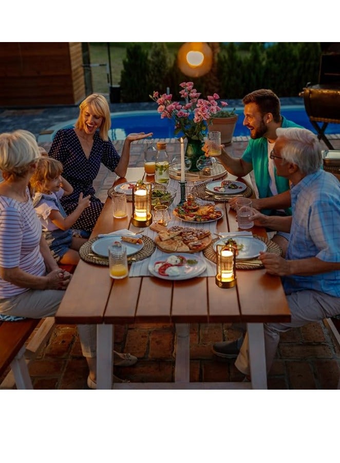 Cordless Led Table Lamp, Crystal Lantern,Outdoor Table Light, Portable Metal Table Lamp for Indoor/Outdoor, 3 Colour 2000mA Dimming Battery Powered Desk Lamp(Gold) - Image 5