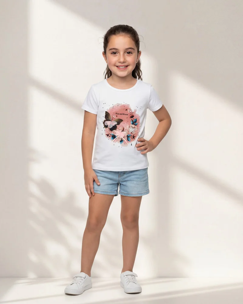 Redtag Girls White Printed T-Shirt