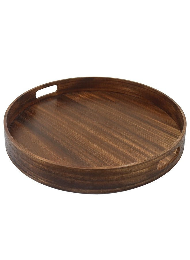 Hodeframe Extra Large Round Ottoman Table Tray 19.7" - Rustic Wooden Serving Tray for Farmhouse Decorative Oversized Coffee Table Trays Living Room Kitchen Counter Breakfast Wood - Image 5