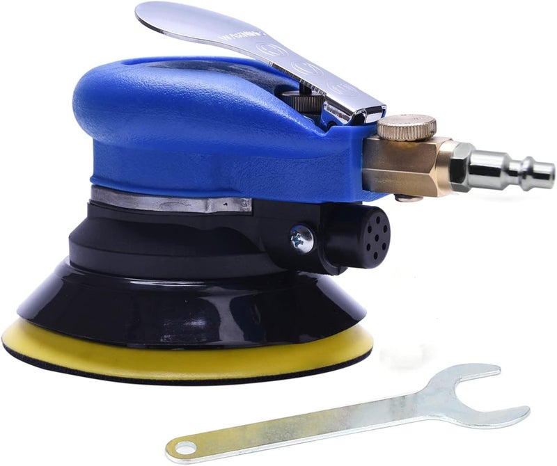125Mm Air Random Orbital Sander, Dual Action Palm Sander With Pad, Hook And Loop, Air Powered And Swirl Free (5" Blue) - Image 1