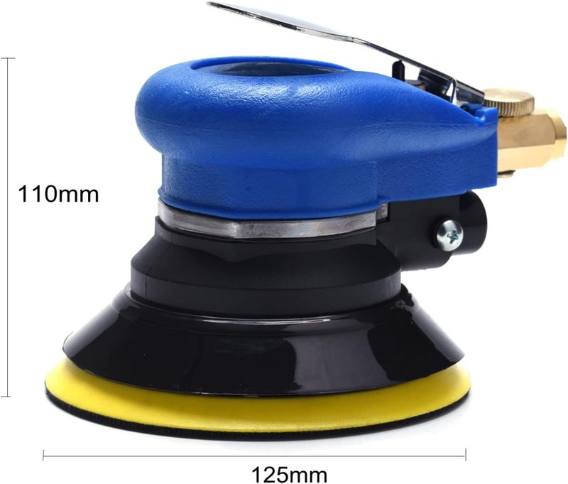 125Mm Air Random Orbital Sander, Dual Action Palm Sander With Pad, Hook And Loop, Air Powered And Swirl Free (5" Blue) - Image 2