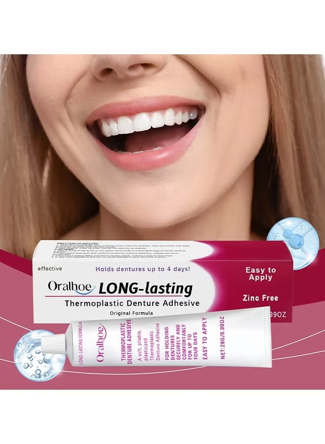 ORALHOE Thermoplastic Denture Adhesives, Fixed Denture Adhesives, Dentures Non-Glue Adhesive, Used To Repair And Fasten Loose Dentures, Dental Adhesives For Dentures, Long Holding Denture Reliner, 28G - Image 1