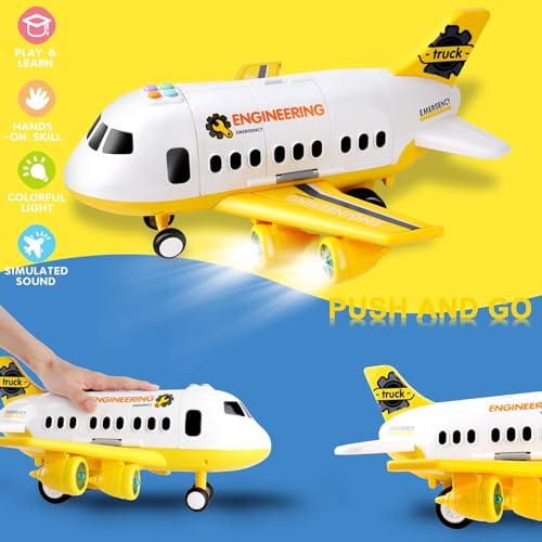Dwi Dowellin Construction Toy Airplane Set/Play Mat,Excavator,Bulldozer,Mixer,Dumper Truck,Forklift,Crane,Alloy Metal Car Toys for 3 4 5 6 Years Old Toddlers Kids Boys & Girls(Large) - Image 3