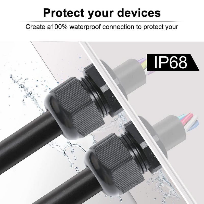 Airic 4 Pcs 1"" Npt Cable Glands Nylon Pa66  Ip68 Waterproof Adjustable Power Strain Relief Cord Grips  Junction Box Wire Gland Grip Connectors With Gaskets And Locknut  Black - Image 4
