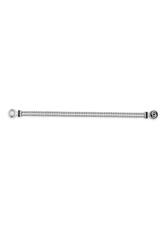 شيروتي 1881 Daniele Silver Plated Black Stainless Steel Chain Bracelet for Men 180mm
