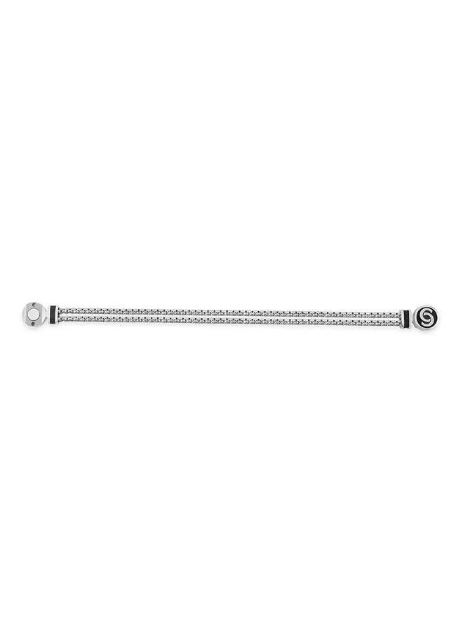 CERRUTI 1881 Daniele Silver Plated Black Stainless Steel Chain Bracelet for Men 180mm