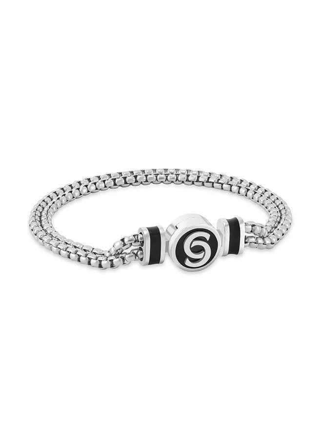 CERRUTI 1881 Daniele Silver Plated Black Stainless Steel Chain Bracelet for Men 180mm