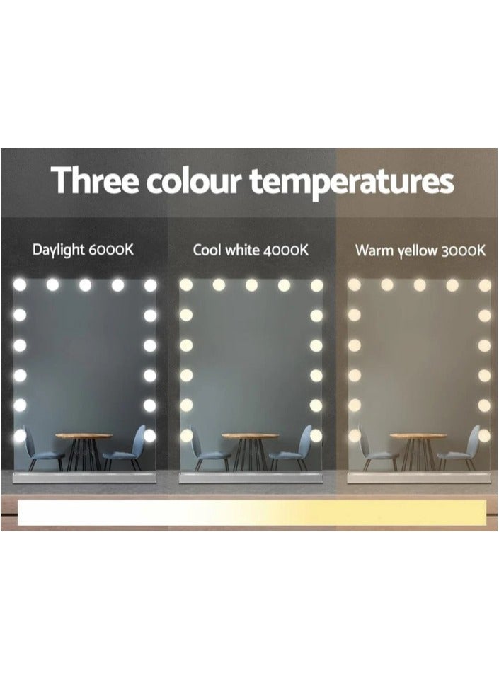 Relandin Relandin Vanity Mirror 18 Inches Hollywood Mirror With LED Light 3 Color Tones Touch Screen Control USB Charging Port White Frame Makeup Mirrors 40x60cm  - Image 4