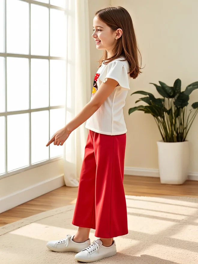 Take Two Take Two Kids 2pcs Kids T-Shirt and Red Wide Leg Pants Set