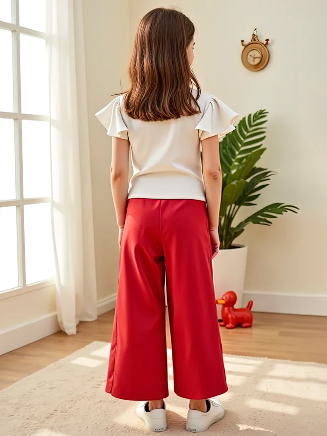 Take Two Take Two Kids 2pcs Kids T-Shirt and Red Wide Leg Pants Set