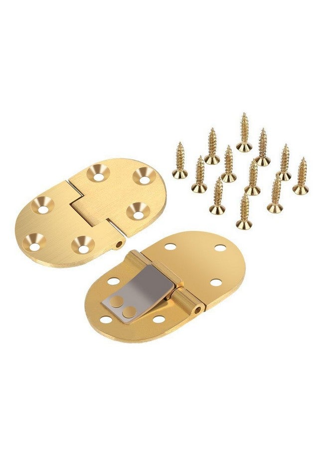 Yosoo Solid Brass Butler Tray Hinge 2-1/2"x1-1/2 with Screws for Folding Tables - Gold, 2Pcs - Image 1