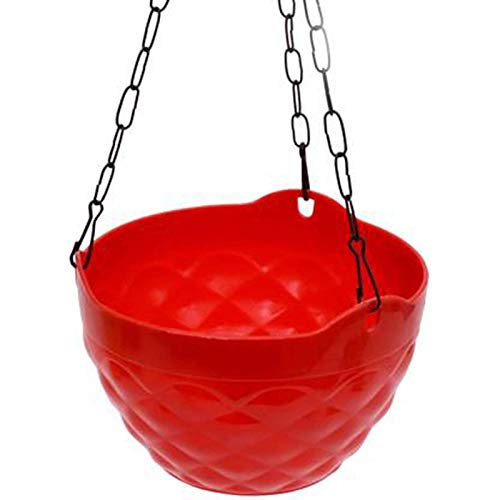 Go Hooked Planters | Multicolor | Round | Diamond | Plastic | Hanging Pots | Planters with Metal Hanging Chain | Home Garden Balcony Pots | Multicolor | Pack of 3 - Image 3