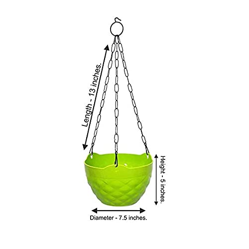 Go Hooked Planters | Multicolor | Round | Diamond | Plastic | Hanging Pots | Planters with Metal Hanging Chain | Home Garden Balcony Pots | Multicolor | Pack of 3 - Image 5
