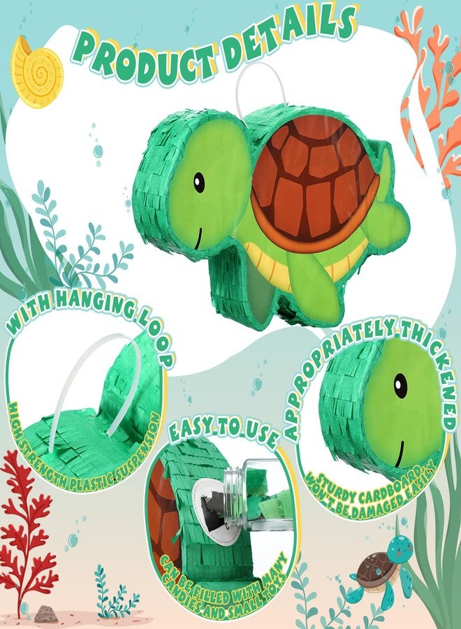 Liliful 14.17 x 8.66 x 2.95 Inches Turtle Piñata Set with Green Turtle Shape Piñata Blindfold Stick and Confetti for Birthday Party Decoration Fiesta Animal Game Props - Image 4