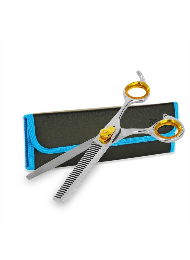 SHARF Gold Touch Barber 6.5 Inch, 30-Tooth, Professional Thinning Shears 440c Japanese Stainless Steel Barber Scissors for Men and Women - Image 1