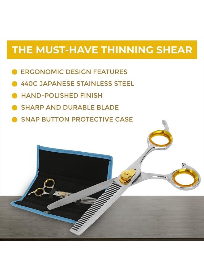 SHARF Gold Touch Barber 6.5 Inch, 30-Tooth, Professional Thinning Shears 440c Japanese Stainless Steel Barber Scissors for Men and Women - Image 5