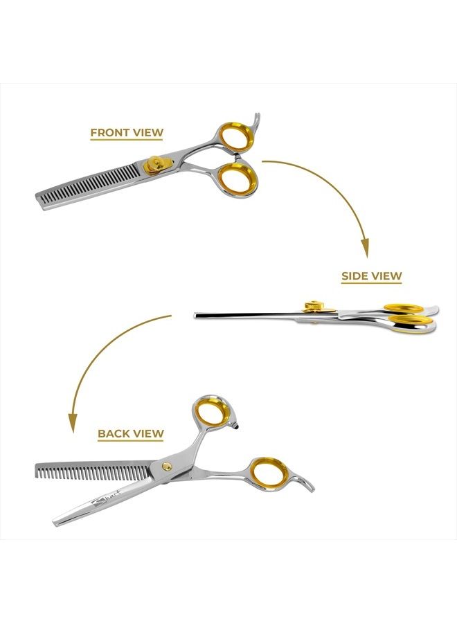 SHARF Gold Touch Barber 6.5 Inch, 30-Tooth, Professional Thinning Shears 440c Japanese Stainless Steel Barber Scissors for Men and Women - Image 2