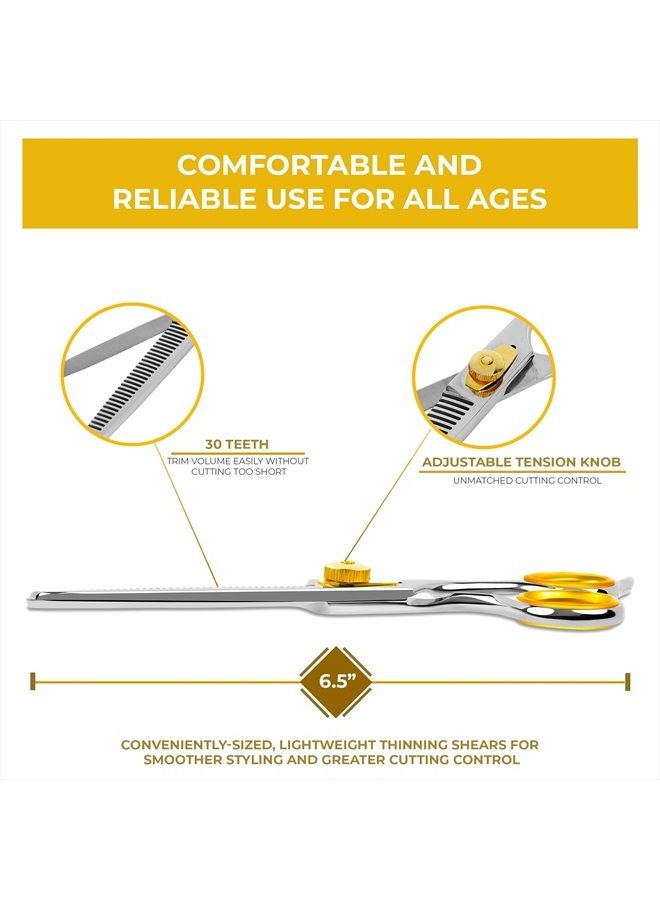 SHARF Gold Touch Barber 6.5 Inch, 30-Tooth, Professional Thinning Shears 440c Japanese Stainless Steel Barber Scissors for Men and Women - Image 3