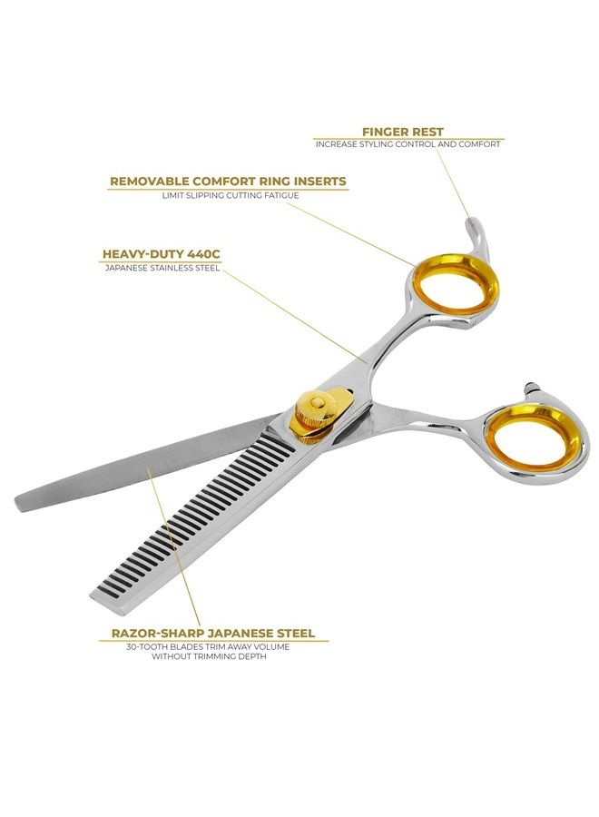 SHARF Gold Touch Barber 6.5 Inch, 30-Tooth, Professional Thinning Shears 440c Japanese Stainless Steel Barber Scissors for Men and Women - Image 4