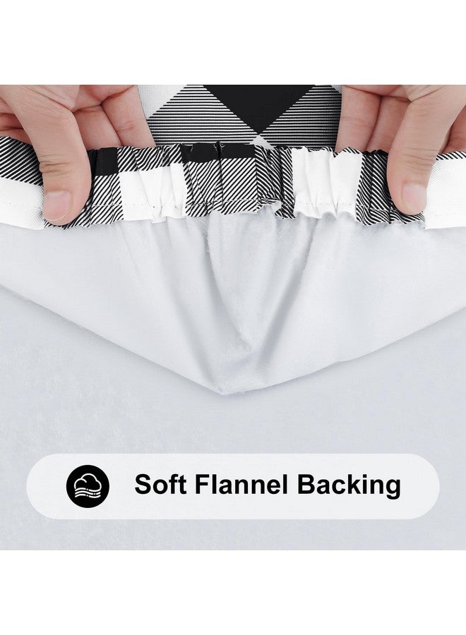 Smiry Rectangle Picnic Table Cloth, Elastic Waterproof Fitted Vinyl Tablecloth for 8 FT Tables, Flannel Backed Buffalo Plaid Table Covers for Dining, Camping, Outdoor (Black and White, 30" x 96") - Image 5