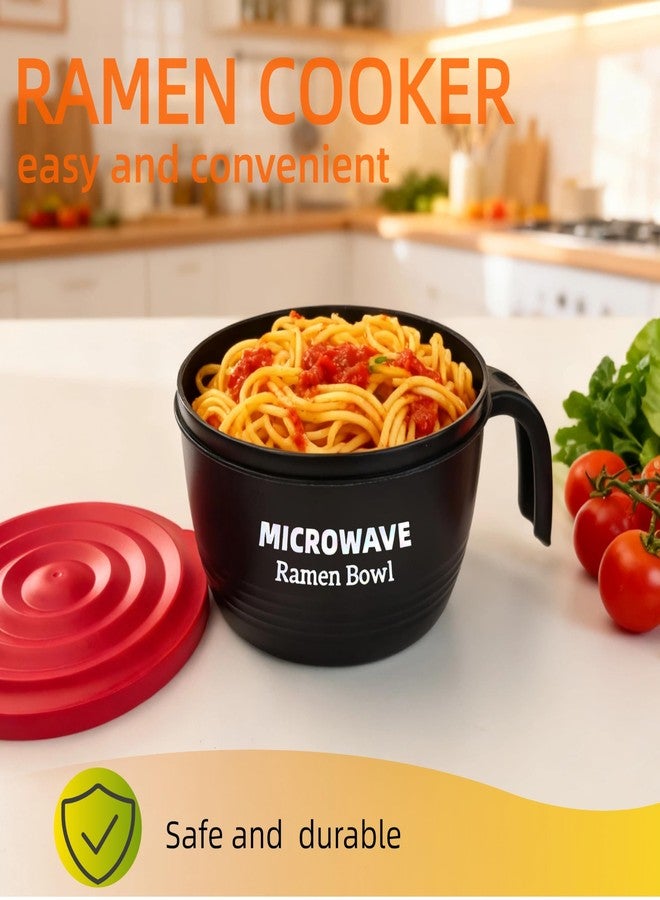 Layron Ramen Cooker Bowl - 45 oz Microwaveable Noodle Bowl Ramen in few Minutes- BPA Free and Dishwasher Safe Set with Chopsticks Perfect for Dorm, Small Kitchen, or Officee (black) - Image 2