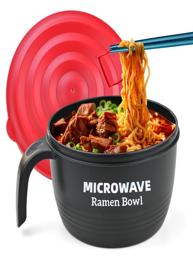 Layron Ramen Cooker Bowl - 45 oz Microwaveable Noodle Bowl Ramen in few Minutes- BPA Free and Dishwasher Safe Set with Chopsticks Perfect for Dorm, Small Kitchen, or Officee (black) - Image 1