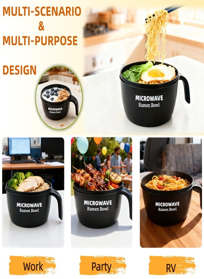 Layron Ramen Cooker Bowl - 45 oz Microwaveable Noodle Bowl Ramen in few Minutes- BPA Free and Dishwasher Safe Set with Chopsticks Perfect for Dorm, Small Kitchen, or Officee (black) - Image 3