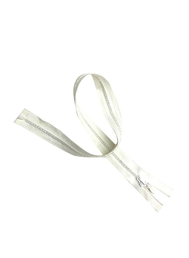 NIBEMINENT Rhinestone Studded Zipper White/Clear 55cm - Image 1