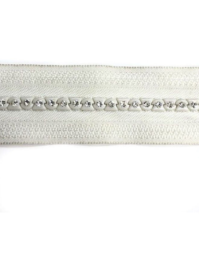 NIBEMINENT Rhinestone Studded Zipper White/Clear 55cm - Image 2