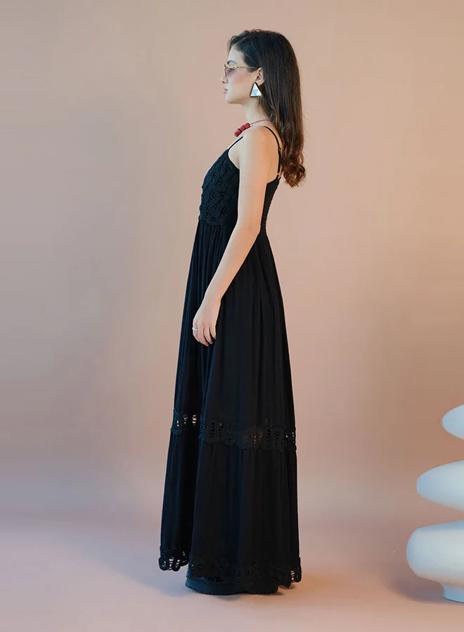 Virgio VIRGIO 100% Viscose Maxi Dress Strappy Lace Style